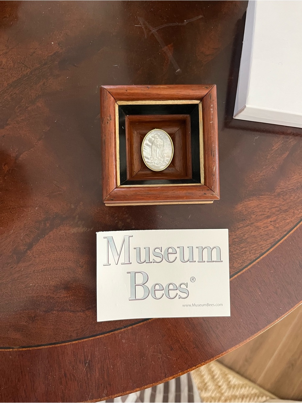 Museum Bees by Trace Mayer - Mother Mary, Mother of Pearl on Wooden frame